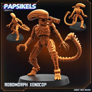 Aliens Vs Humans - August 2025 Ground Zero I Robomorph Xenocop - Alien / Robocop Crossover Fanart | Papsikels, 28mm or 32mm Mini