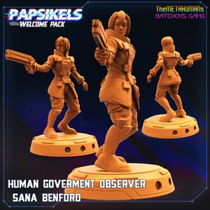 Cyberpunk Human Government Observer 32mm Miniature - Batchoy Gang Sana Benford Figurine for RPG