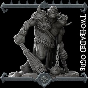Two Headed Ogre | Trolls and Giants Collection | Rocket Pig Games | Miniatures for tabletop games. 28mm to 32mm Resin for RPG, D&D, TTRPG