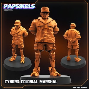 Aliens Vs Humans - Dark Space I Cyborg Colonian Marshal - Papsikels, 28mm / 32mm Mini for TTRPG Gaming, Alien RPG