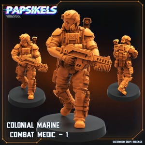 Extraterrestres contre humains - Space Dead - Équipe d&#39;élimination de médecins de combat Colonial Marines, Papsikels, mini 32 mm