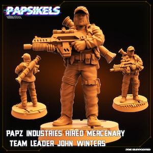 Papz Industries Hired Mercenary Team Leader John Winters, Papsikels, 32mm Mini