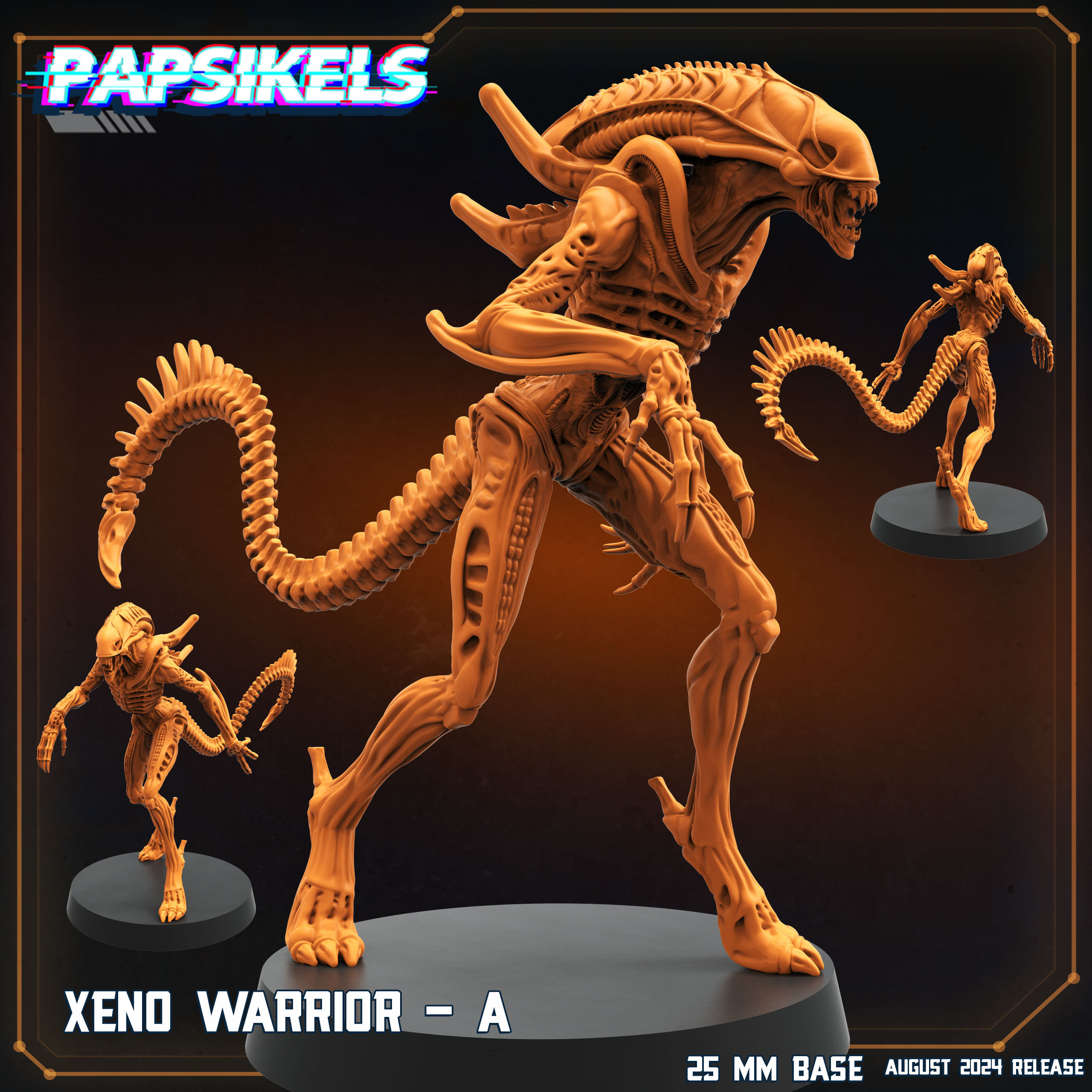 Alien Xenomorph Warriors 32mm Miniature for Sci-fi RPG Alien Xenomorph Warriors 32mm Miniature for Sci-fi RPG