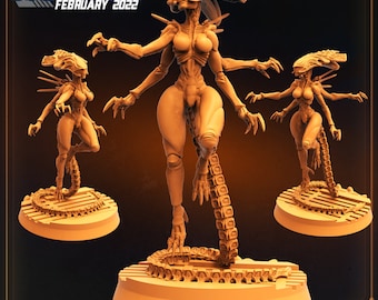Xenomorph Queen Succubus Miniature: 32mm Gigerian Papsikels Figure for RPG, Alien-Inspired Tabletop Gaming