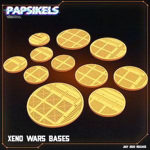 Xenowars Miniature Bases for Papsikels: 32mm, 40mm, 50mm Cyberpunk RPG Gaming Accessories