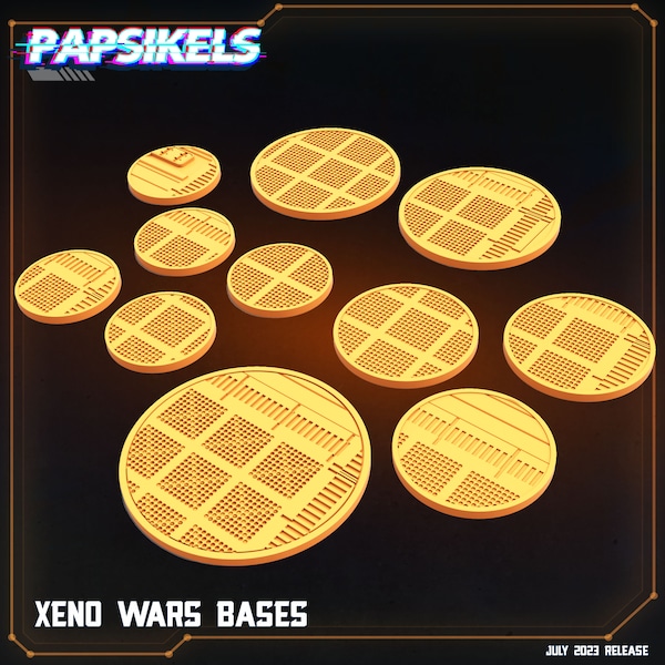 Xenowars Bases, Papsikels, 32mm, 40mm, 50mm