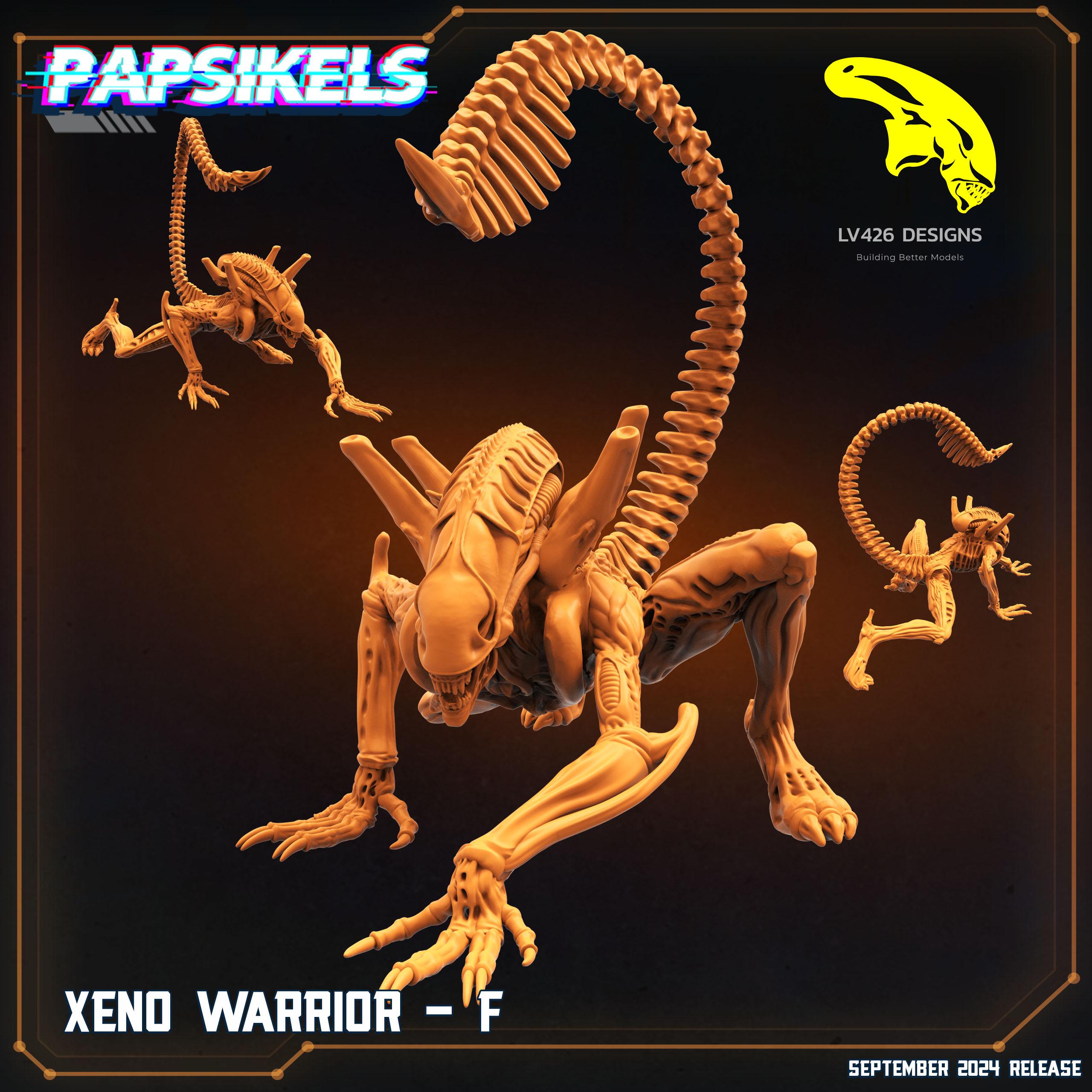 Alien Xenomorph Warriors 32mm Miniature for Sci-fi RPG, Tabletop