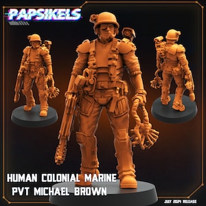 Aliens Vs Humans Resurgence, Human Colonial Marine Pvt Michael Brown, Papsikels, 32mm Mini