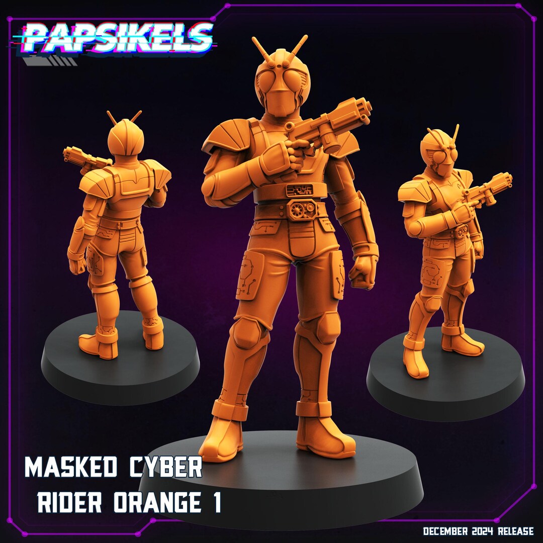 Cyberpunk, Masked Cyber Riders Orange Set, Papsikels, 32mm Mini - Etsy