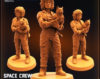 32mm Alien vs Humans Nostromo Space Crew Miniatures Set - 7 Detailed Figures for RPG