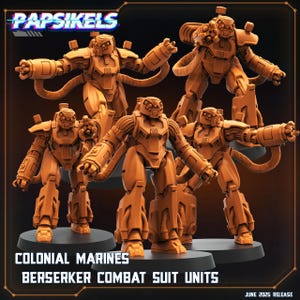 Aliens Vs Humans - Dark Space I Colonial Marines Berserker Combat Suit Units - Papsikels, 28 / 32mm Mini for TTRPG Gaming, Alien RPG