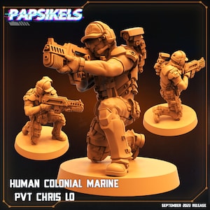 32mm Aliens vs Humans Colonial Marine Pvt Chris Lo Miniature Figure for RPG and Tabletop Gaming