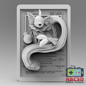 Aquana - 3D Gedruckte Pokemon Karte Wandbehang | Fan Art | Pokemon Sammelkartenspiel | Harzmodell | ABC3D Modelle