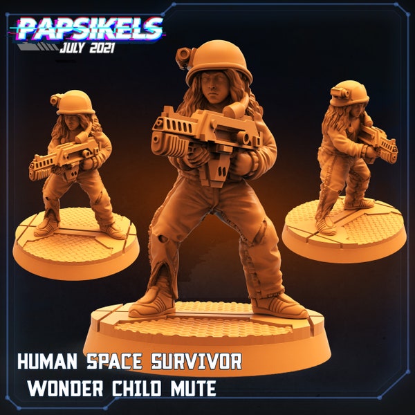 Aliens Vs Humans, Human Space Survivor Wonder Child Mute, Papsikels, 32mm Mini