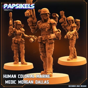 Alien vs Human Colonial Marine Medic Morgan Dallas Miniatura de 32 mm para RPG de mesa