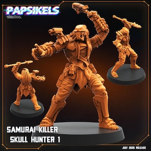 Aliens Vs Humans - Killers of Hunters I Samurai Killer Skull Hunters | Papsikels, 28mm or 32mm Mini