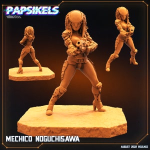 Skull Hunters Mechico Noguchisawa Shooting Resin Miniature: 32mm Tabletop Fantasy RPG Figurine