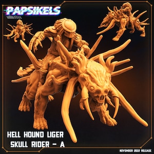 Skull Hunters - Hell Hound Liger Skull Riders, Papsikels, Resin - Tabletop miniature - 32mm
