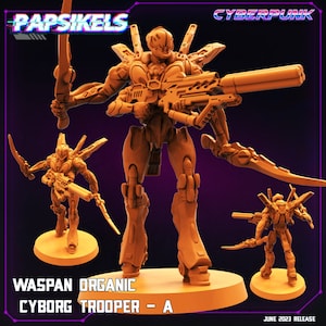 Cyberpunk Waspan Organic Cyborg Trooper Squad Miniature - Sculpted by Papsikels for Wargaming & TTRPG