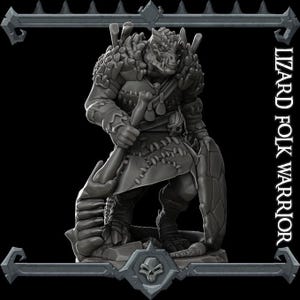 Kriegerin des Echsenvolkes | Bonus | Raketen Schwein Spiele | Miniaturen für Tabletop Spiele. 28 mm bis 32 mm Resin Figuren für RPG, D&D, Dungeons und Dragons