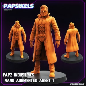 Cyberpunk,  Papz Industries Nano Augmented Agent, Cyberpunk, Papsikels, 32mm or 75mm Mini