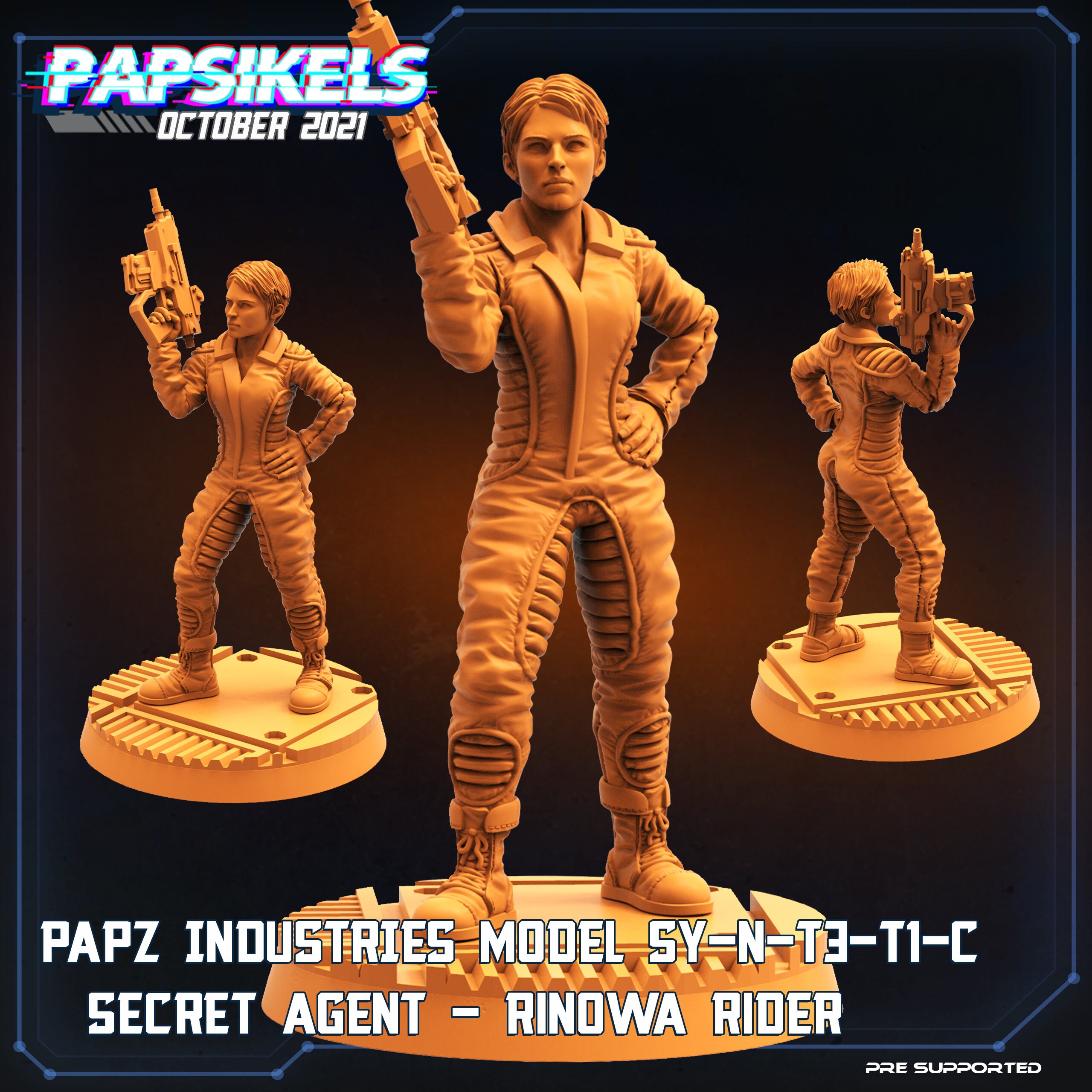 Aliens Vs Humans, Papz Industries Modello SY-N-T3-TI-C Agente segreto - Rinowa Rider, Papsikels, 32 mm Mini