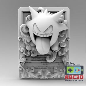 ゲンガー - 3D プリント ポケモン カード ウォール ハンガー | ファン アート | ポケモン TCG | 樹脂モデル | ABC3D モデル