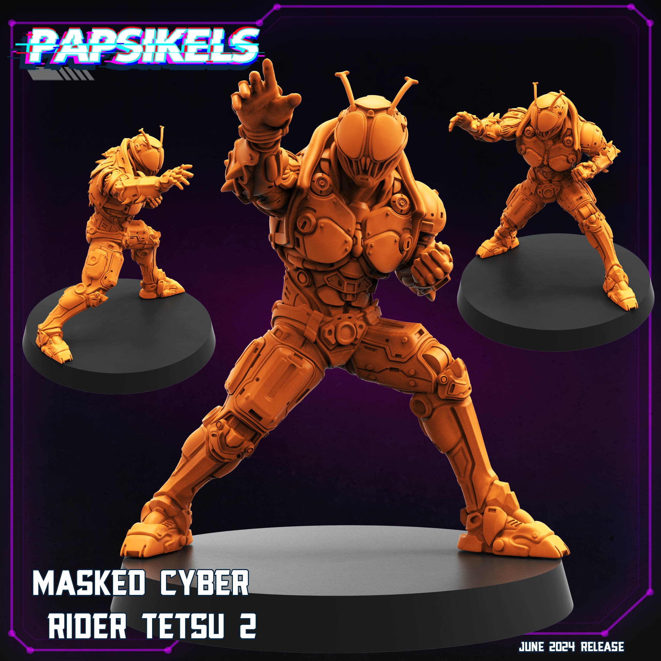 Cyber Rider Sherif Cyberpunk, Masked Cyber Rider Tensu - Anime, Papsikels, 32mm or 75mm ...