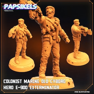 Cyberpunk Colonist Marine Cyborg Hero E-900 Exterminator Miniature 32mm Scale RPG Figurine
