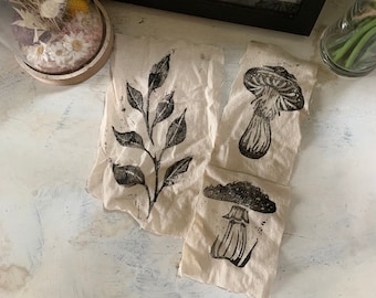 Botanical Handmade Linocut Patches