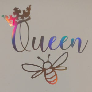 Queen Bee, Vinyl Decal for Home Decoration or Customization, Holographic, DIY Application with Instructions