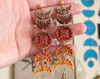 Mirabel in Leo | Handmade Polymer Clay Zodiac Moon Earrings