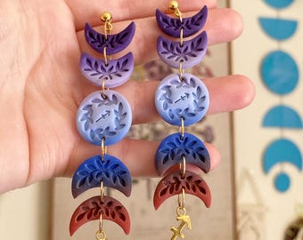 Mirabel in Sagittarius | Handmade Polymer Clay Zodiac Moon Earrings