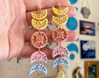 Mirabel in Libra | Handmade Polymer Clay Zodiac Moon Earrings