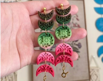 Mirabel in Taurus | Handmade Polymer Clay Zodiac Moon Earrings
