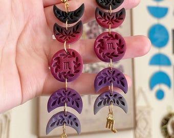 Mirabel in Scorpio | Handmade Polymer Clay Zodiac Moon Earrings