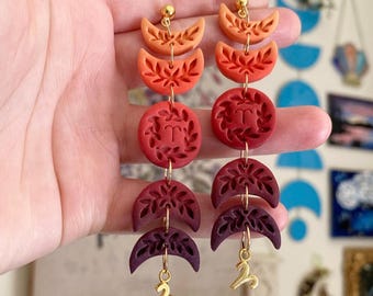 Mirabel in Aries | Handmade Polymer Clay Zodiac Moon Earrings