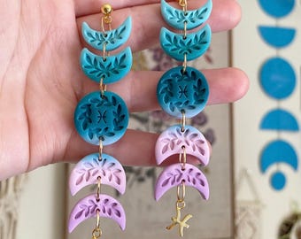 Mirabel in Pisces | Handmade Polymer Clay Zodiac Moon Earrings
