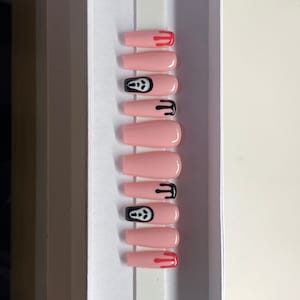 Ghost face inspired nails