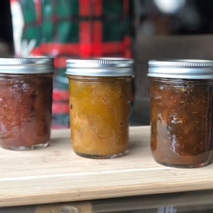 Fig jam - 3 x 8.oz jars of heirloom fig preserves from Santa Barbara County California boutique orchard. Box of three jars.