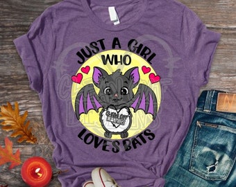 Bats SVG DXF PNG! Just a Girl Who Loves Bats Svg, Vampire Svg, Halloween Svg, Cute Halloween Svg, Girl Svg, Cricut, Silhouette, Sublimation
