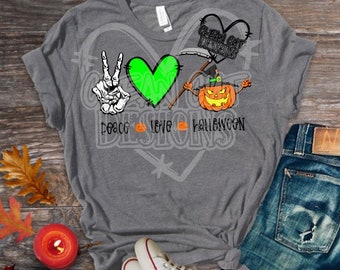 Peace Love Halloween SVG DXF PNG! Halloween Svg, Pumpkin Svg, Love Svg, Peace Svg, Spooky Svg, Funny Svg, Cricut, Silhouette, Sublimation