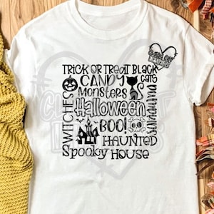 Halloween Subway Art Black and White SVG DXF PNG! Digital Cut File, Halloween Svg, Witch Svg, Pumpkin Svg, Cricut, Silhouette, Sublimation