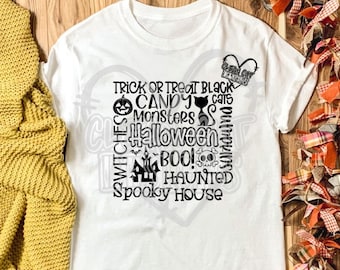Halloween Subway Art Black and White SVG DXF PNG! Digital Cut File, Halloween Svg, Witch Svg, Pumpkin Svg, Cricut, Silhouette, Sublimation