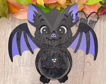 CUT FILE Adorable Bat Candy Holder! Dome Size 6 cm or 60 mm, Halloween Candy Holder, Paper Craft Svg, Halloween Party Favor, Halloween Party