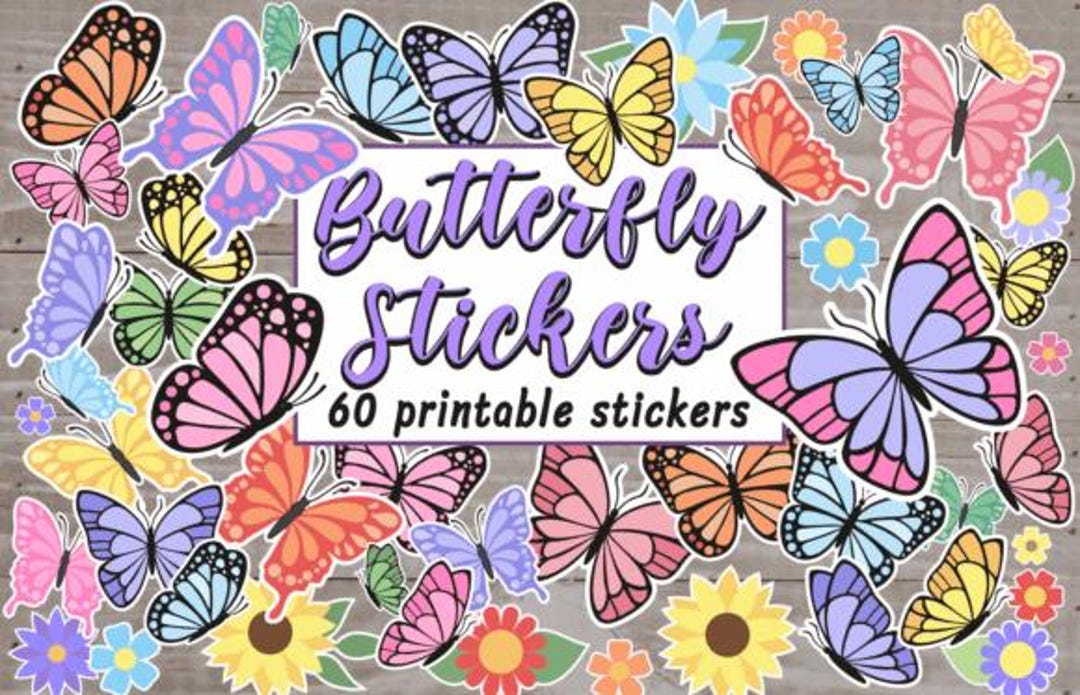 Butterfly Stickers Bundle Printable PNG | Colorful Butterfly Decals ...