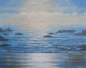 Misty Sunshine and Waves - Paul Acraman Acrylic Painting
