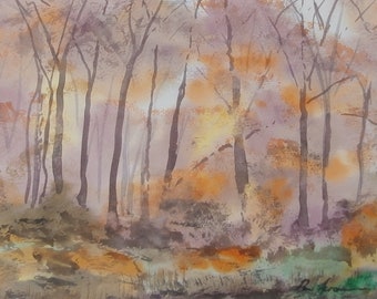 Autumn Woodland Light - Paul Acraman Watercolour Painting