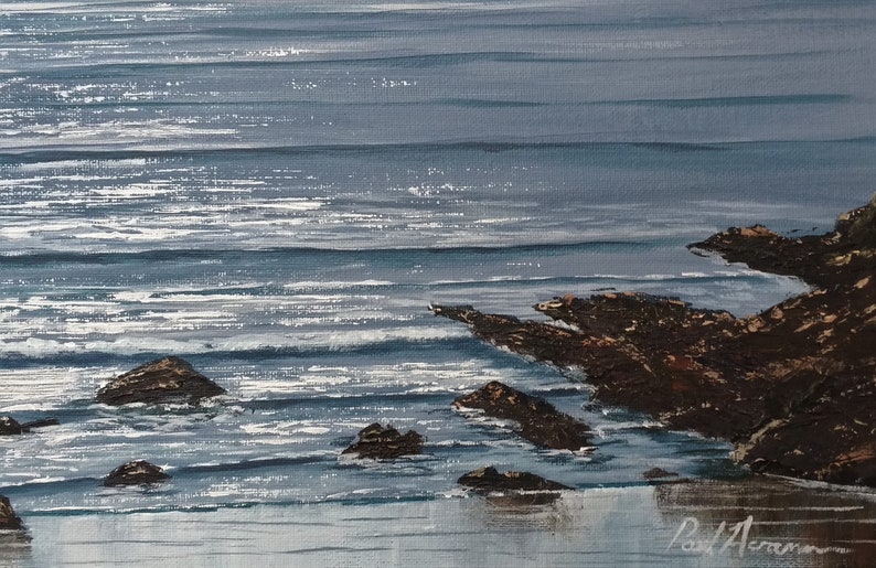 Whitsand Light and Wave Paul Acraman Acrylic Painting image 3