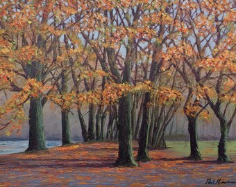 Autumn Plymbridge Riverside - Paul Acraman Oil Painting